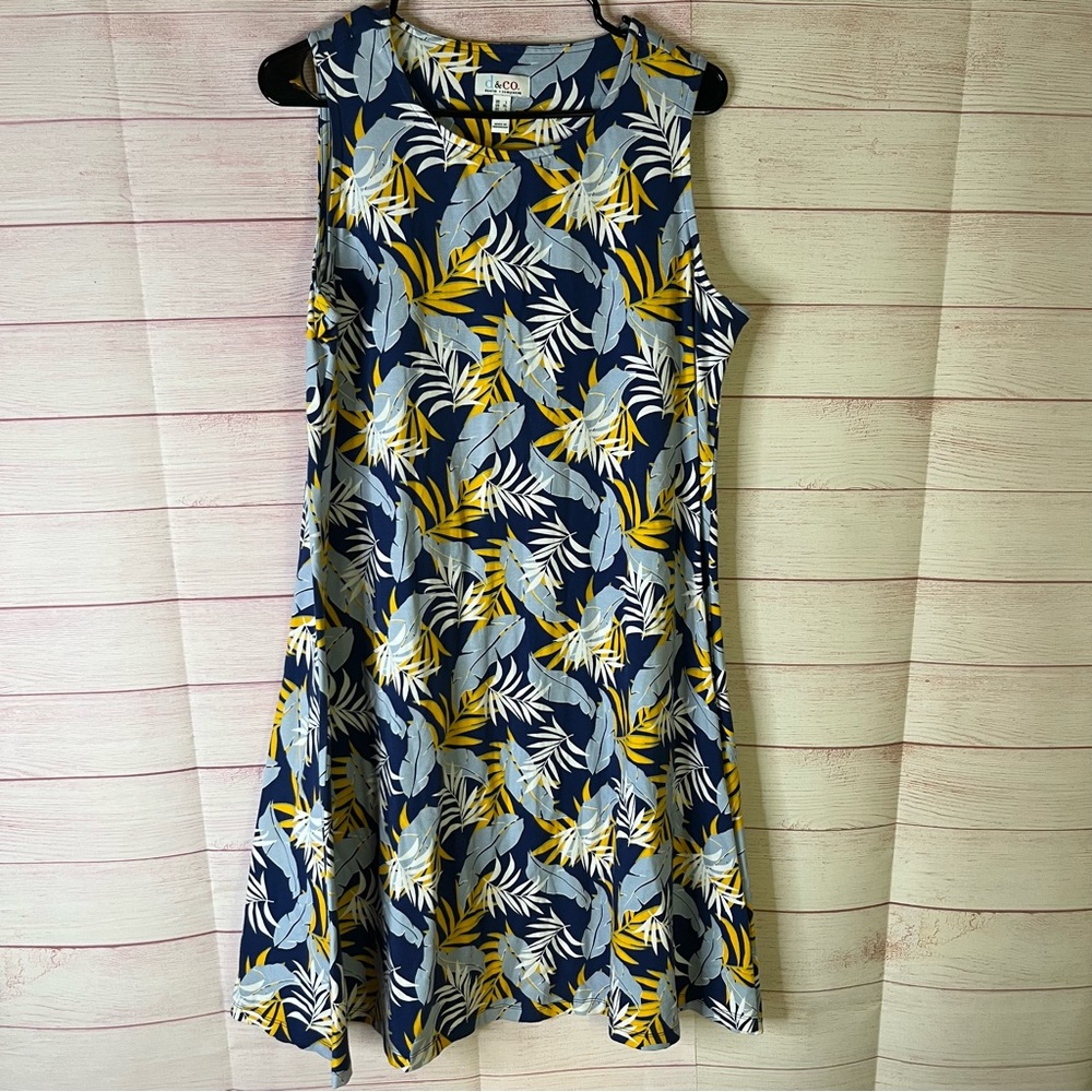 Denim & Co. Rayon  Cotton Blend Jersey Swing‎ Tank Dress Size Large